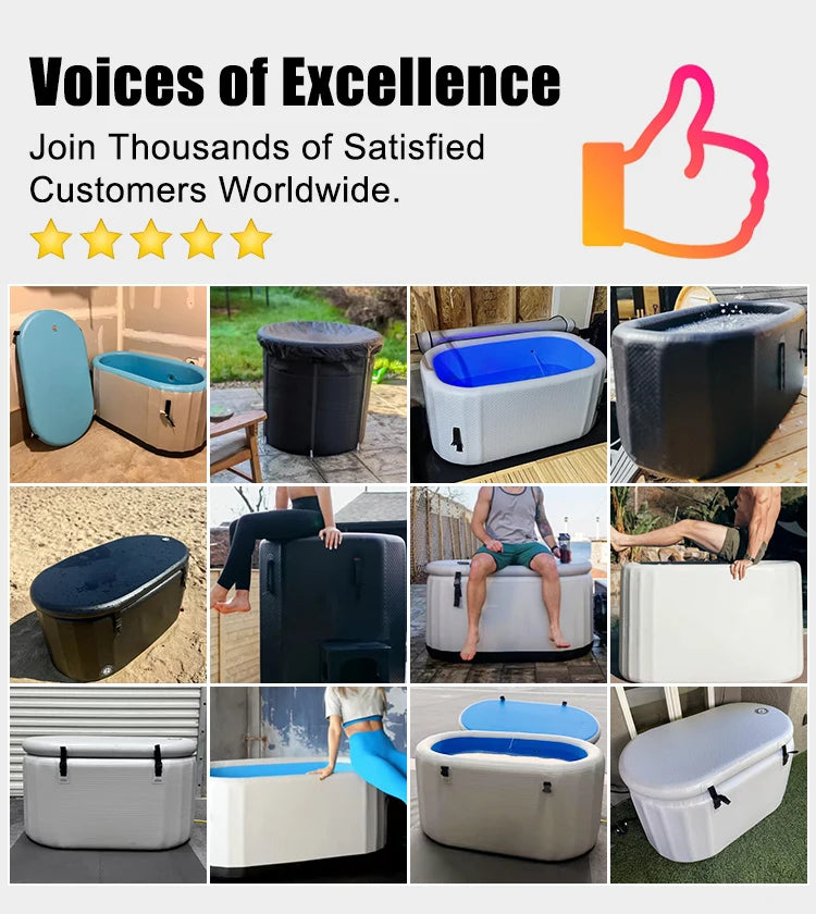Brand New Portable Ice Bath Inflatable Cold Water Bathtub Ice Bath Tubs Recovery Barrel Portable Cold Plunge 1Hp Water Chiller