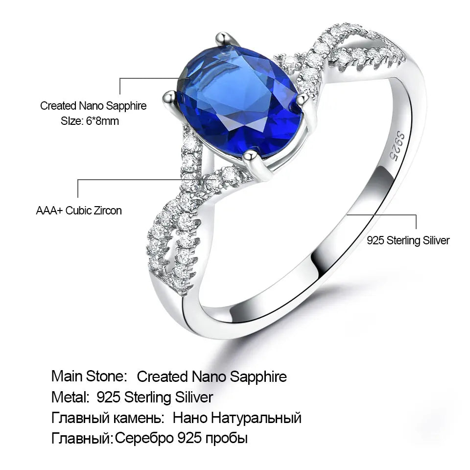 New Fashionable Blue Gemstone Ring 925 Sterling Silver Women Wedding Ring Sterling Silver Jewellery