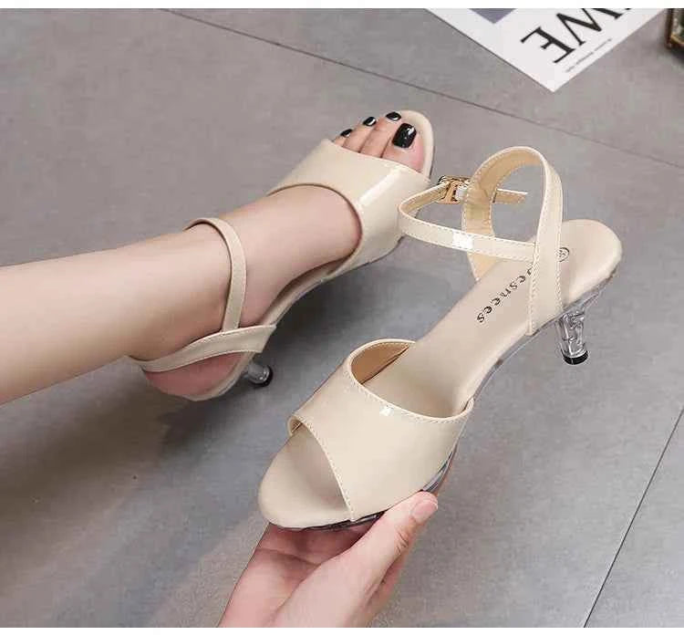 Sandals Women Shoes Big Size 43 Thin Heels Summer Candy Color Peep Toe High Heels Sexy Nightclub Party Slides Cross-Strap Shoes