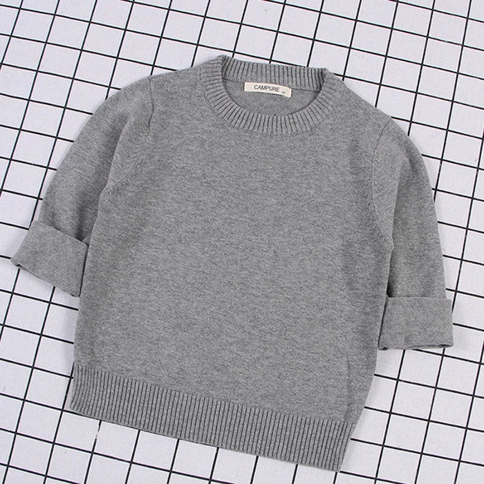 2025 New Autumn 1-8Yrs Baby Boys Girls Pure Color Casual Loose Pullovers Sweaters Kids Sweaters Knitted Bottoming Boys Sweaters