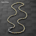 Men's Twisted Neck Rope Chain Stainless Steel Necklace for Women Punk Boy Silver and Gold Color Metal Jewelry Accessories Choker