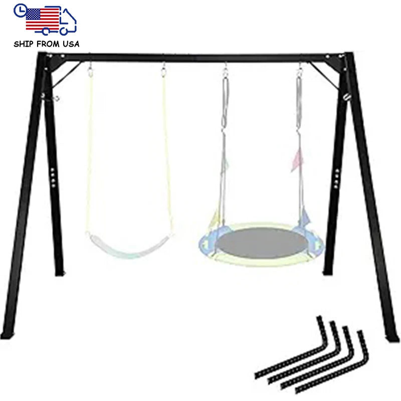 Zoshine Sturdy Load-Bearing Multifunctional Metal Swing Set | Ideal for Courtyard, Terrace & Outdoor Leisure