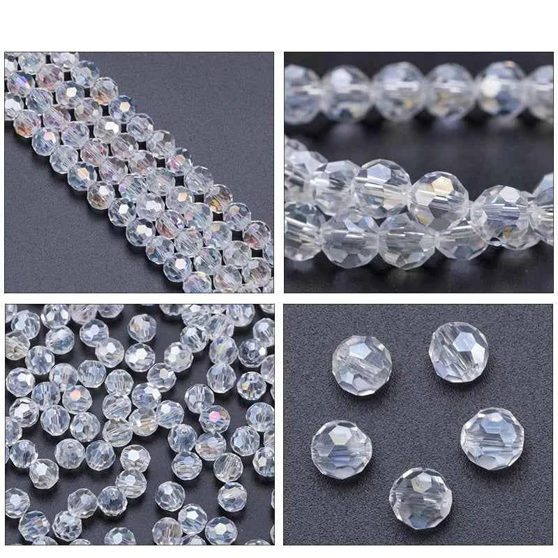 3 4 6 8mm Round Crystal Beads Faceted Colorful Glass Beads Loose Spacer Bead for Jewerly Making Needlework Bracelet Necklace DIY