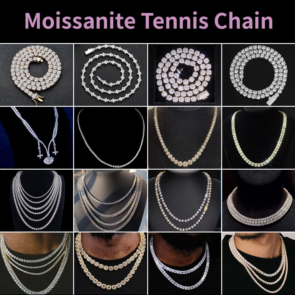 6mm Tennis Bracelet Men Thick 925 Silver Sparkling VVS Iced Out Moissanite Tennis Bracelet