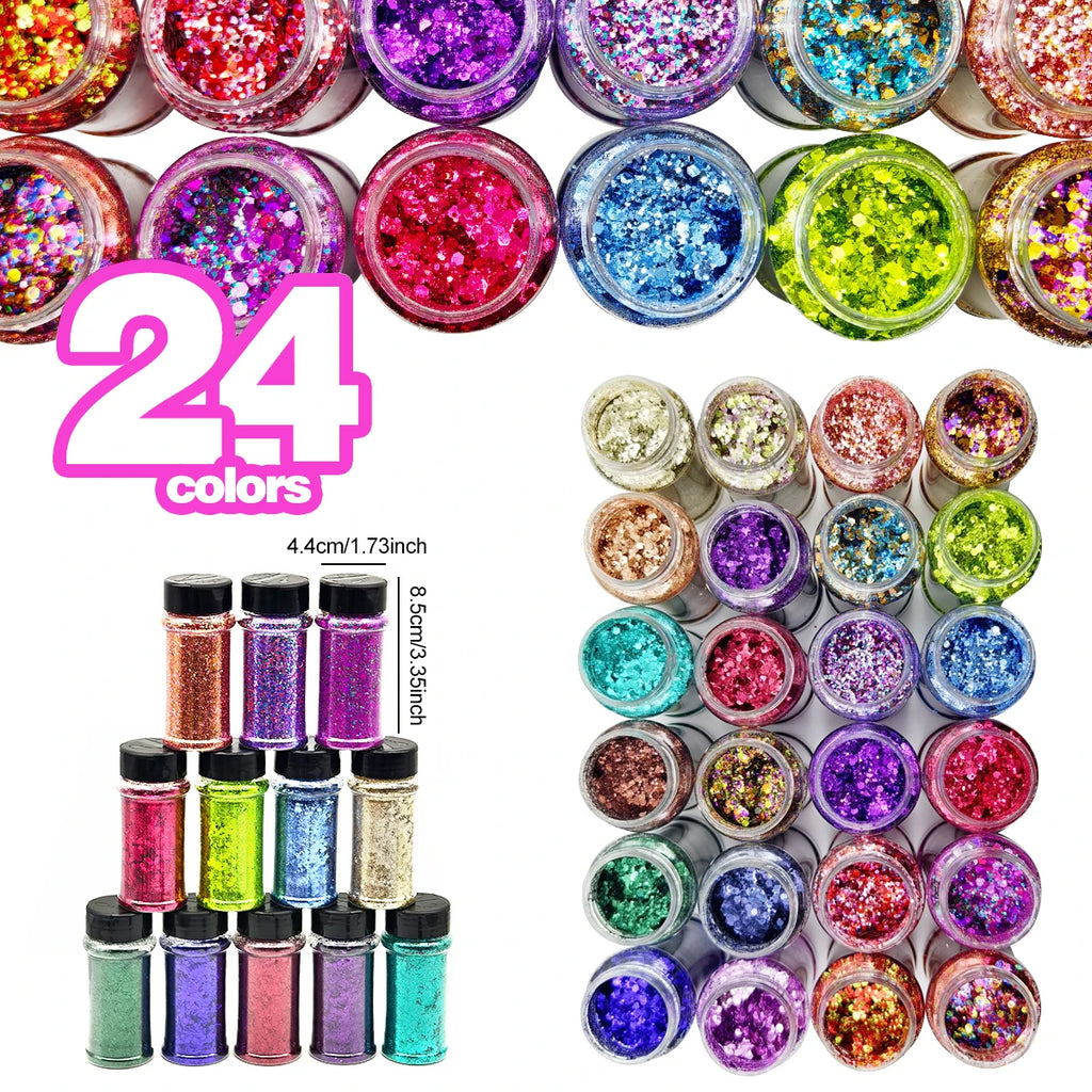 US Warehouse High Bright Glitter Set Free Shipping High Quality Polyester Hexagon Glitter Powder for Resin Crafts Nail