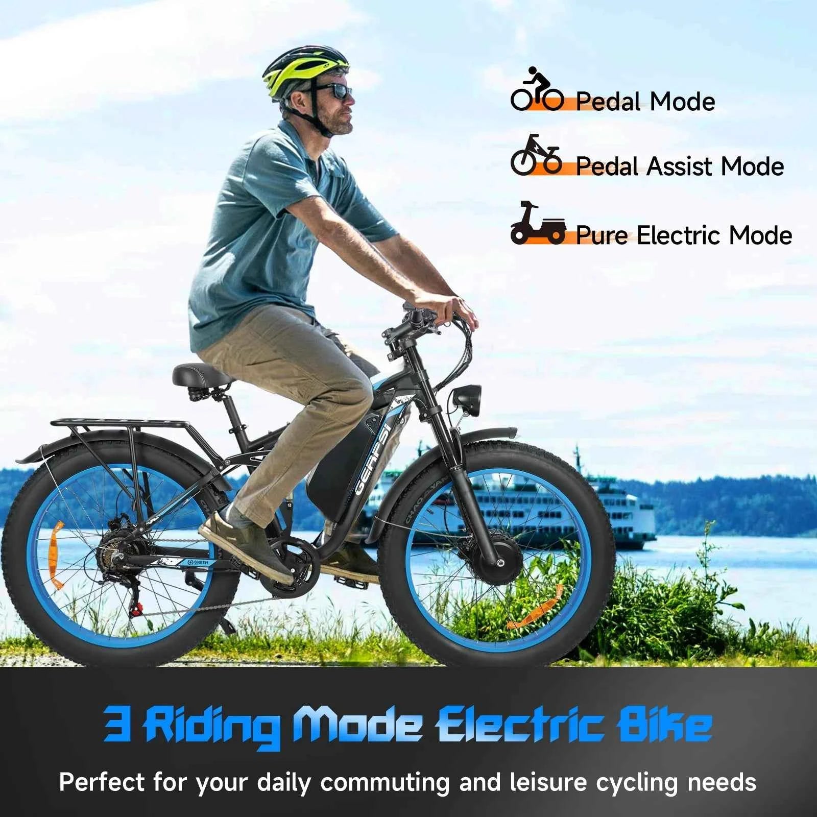 US in Stock Free Shipping Electric Mountain Snow Bike 48v 3000w 55kmh/34mph 60km Range All Terrain Fat Tire E-Bike