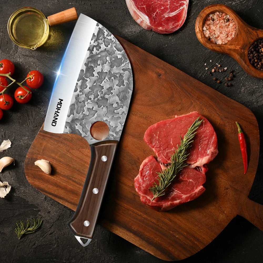 Manual Forging Slaughter Pig Cattle Sheep Boning Knife Stainless Steel Hunting Knife Wood Handle Butcher Knife