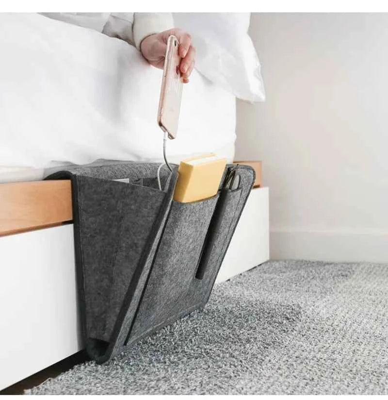 Storage Hang Bag Felt Dormitory Bed Sofa Bedroom Carpet Store Content For CD Magazines, Stationery Pad Mobile Phones Sundries