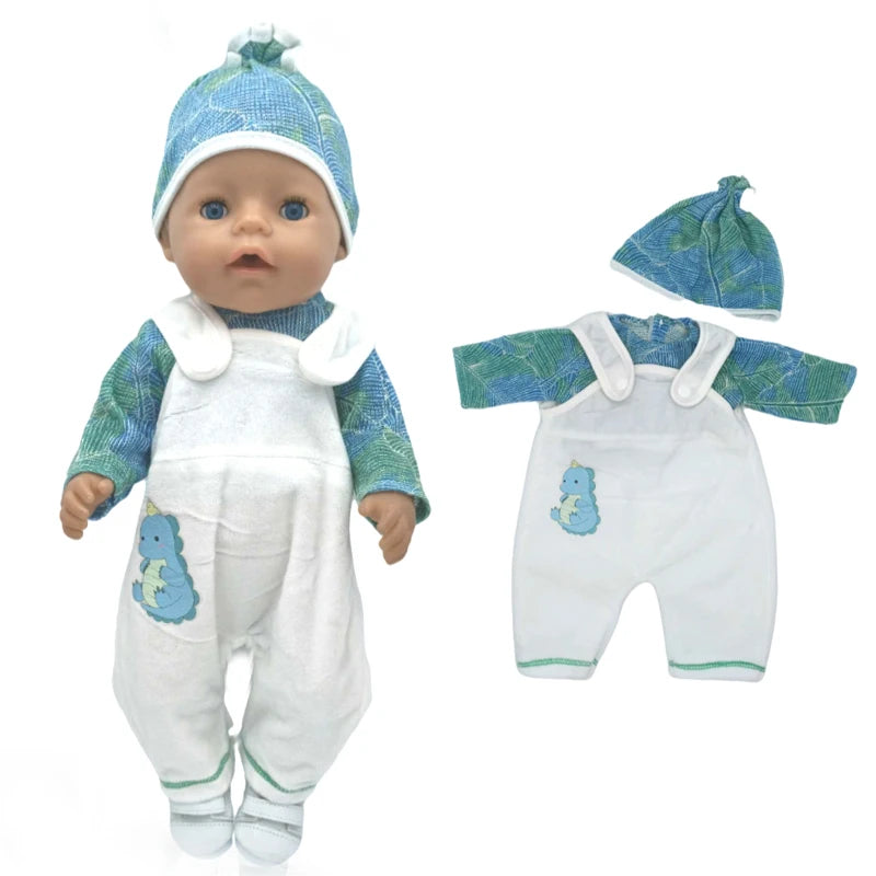 18 Inch Baby Doll Winter Clothes Set Crochet Sweater Scarf Hat Gloves New Year Apparel for 43 Cm Girl Dolls