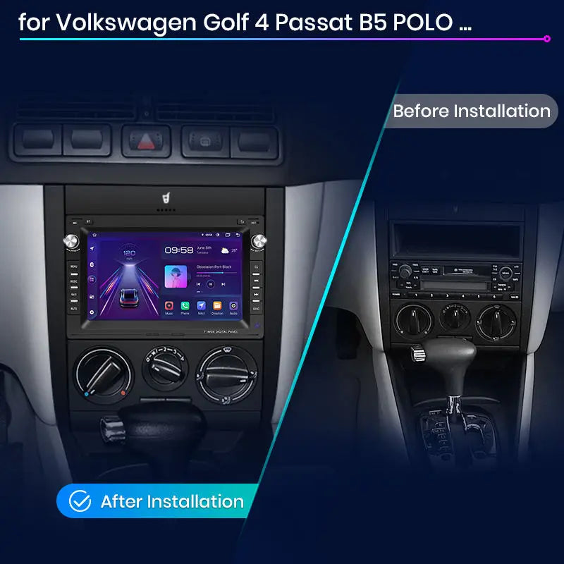 Junsun EU Stock Android Auto Radio for VW Golf 4 Passat POLO Transport T5 Multivan Seat Jetta Carplay Car Head Unit 7 Inch