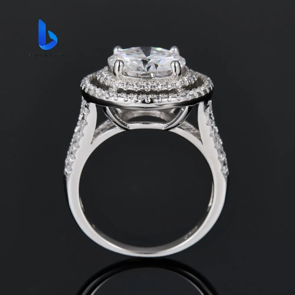 Luxury Non Tarnish Unisex Moissanite Ring 925 Sterling Silver Latest Design Fine Ring for Engagement Party