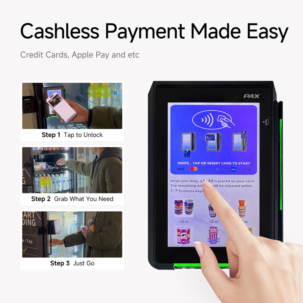 Haha US Local Large Capacity Smart AI Fridge Visual Camera Vegetable Fruit Vending Machine SDK Function 660 MAX Wi-Fi 4G POS