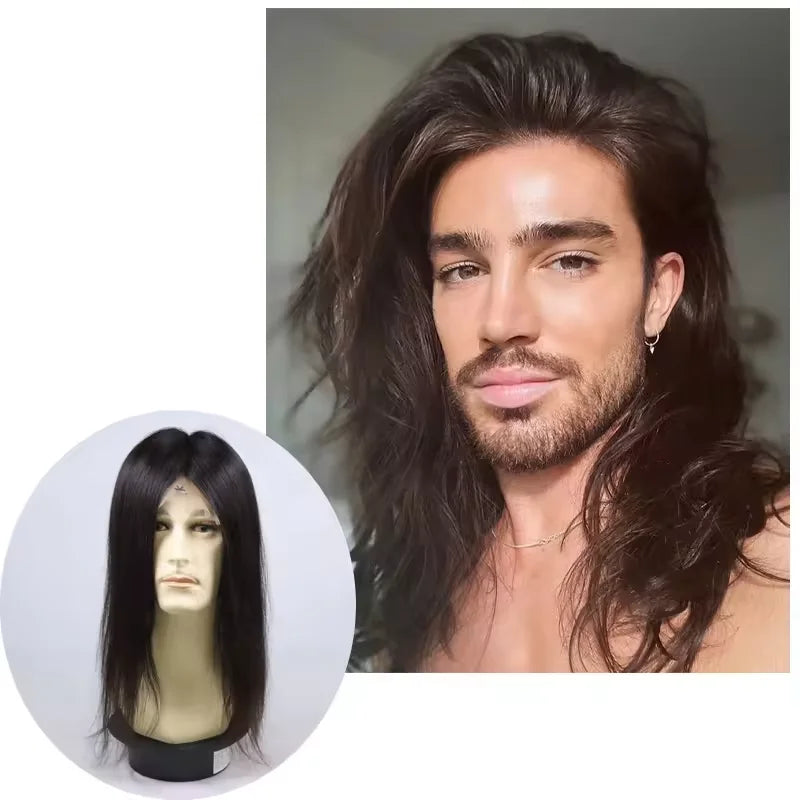 Sinoland EY-03 Q6 Style French Lace Skin Natural Hairline 5 Clips Men's Toupee 100% Indian Human Hair 6 Inch 38MM Texture