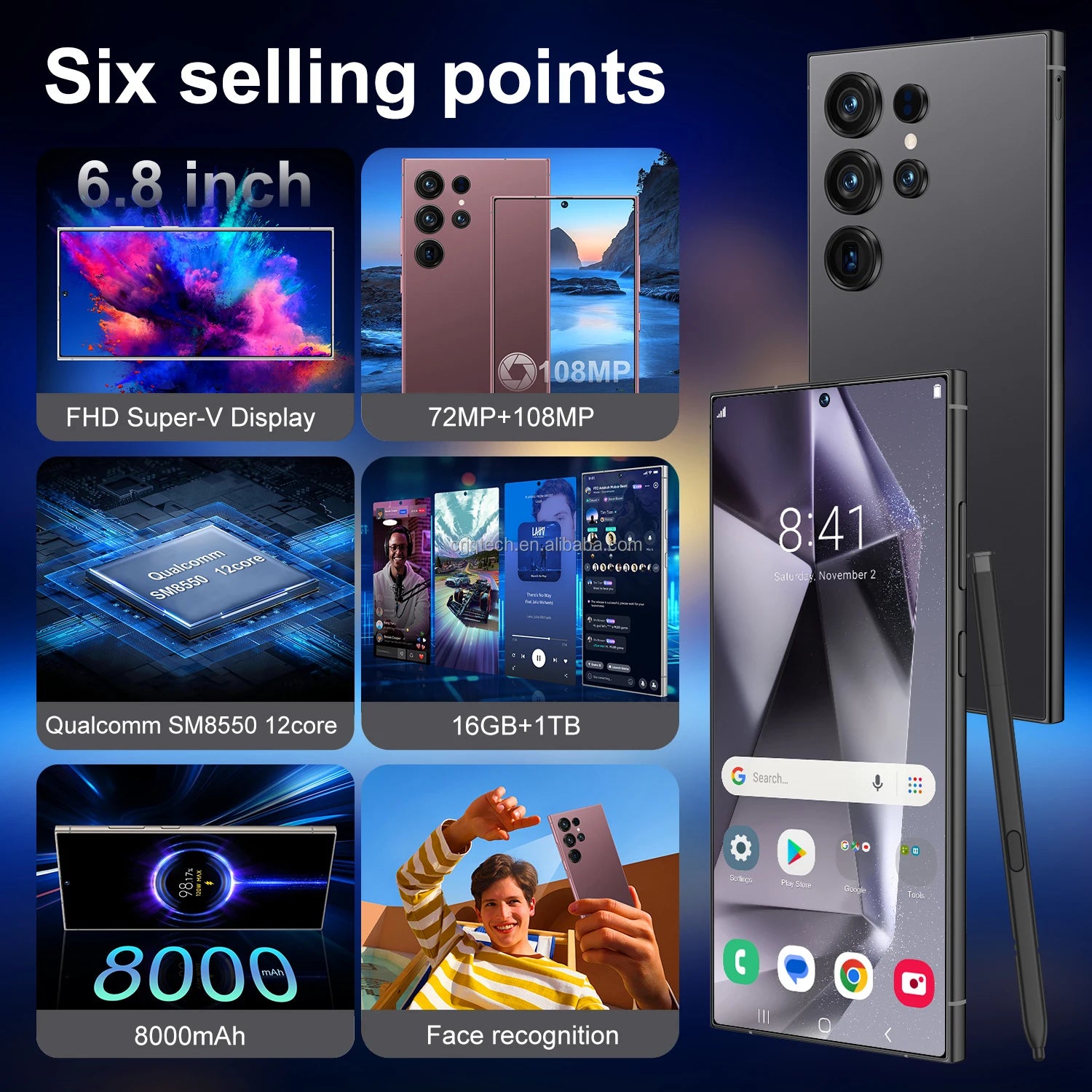 Hot Selling S24 Ultra Original 5G Android 13.0 Smartphone with 12GB RAM + 512TB 144Hz 108MP Deca Core Spanish