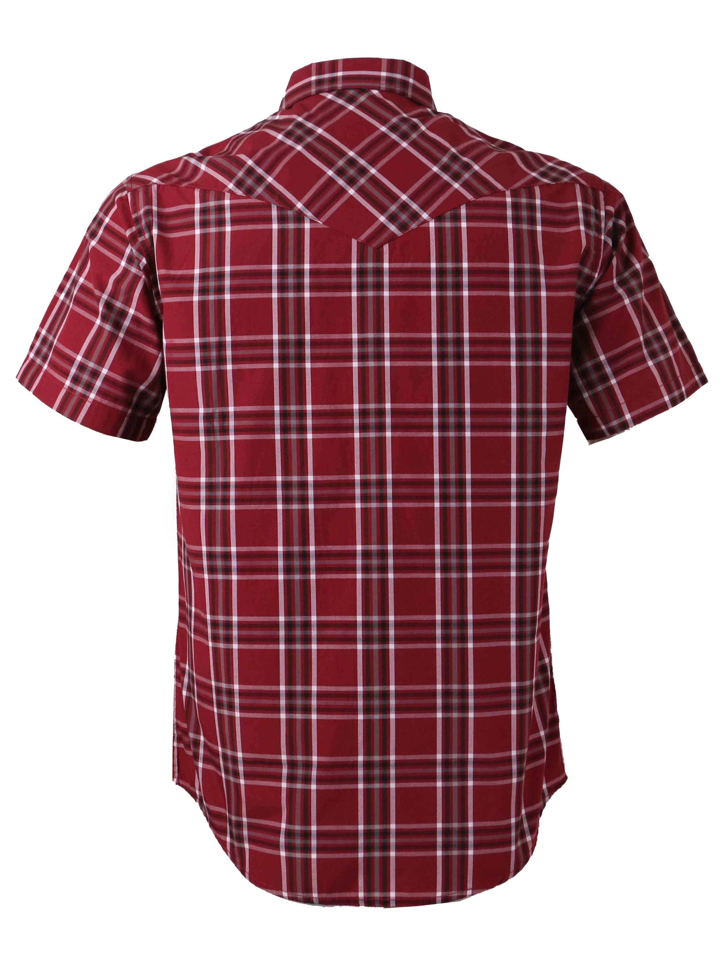 Men's Western Cowboy Short Sleeve Pearl Snap Button up Casual Work Plaid Shirts
