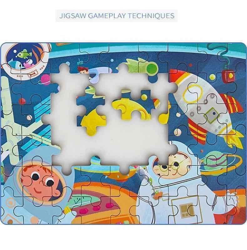 Hot New 60 Pieces Wooden Puzzle Toys for Children Cartoon Vehicle Animal Wood Jigsaw Baby Learning Educational Toy Kids Gift