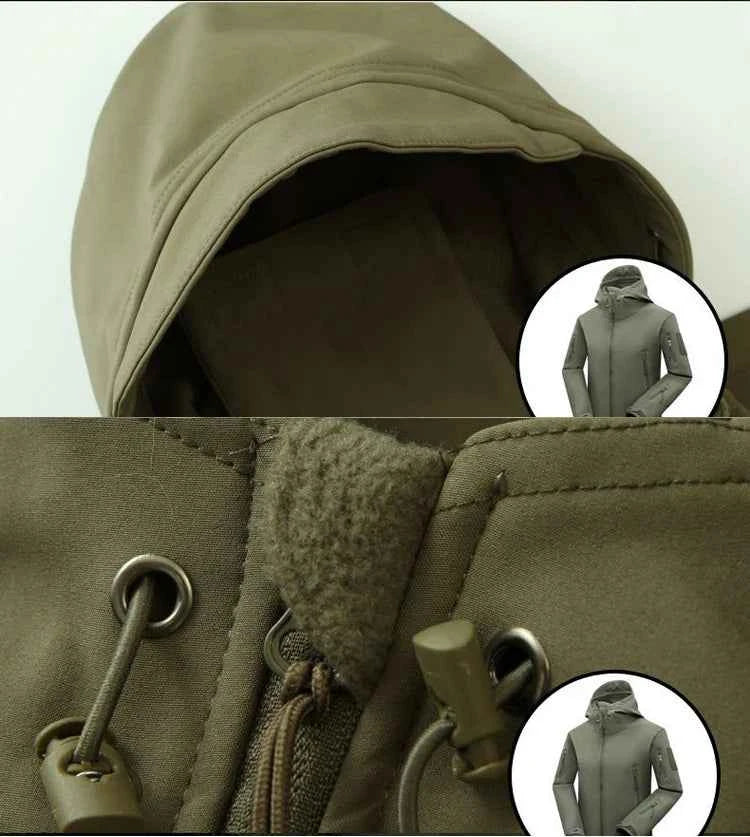 Winter Autumn Tactical Jackets Elastic Men Fleece Waterproof Suits Fishing Warm Hiking Camping Tracksuits Set Hood Coat S-5XL