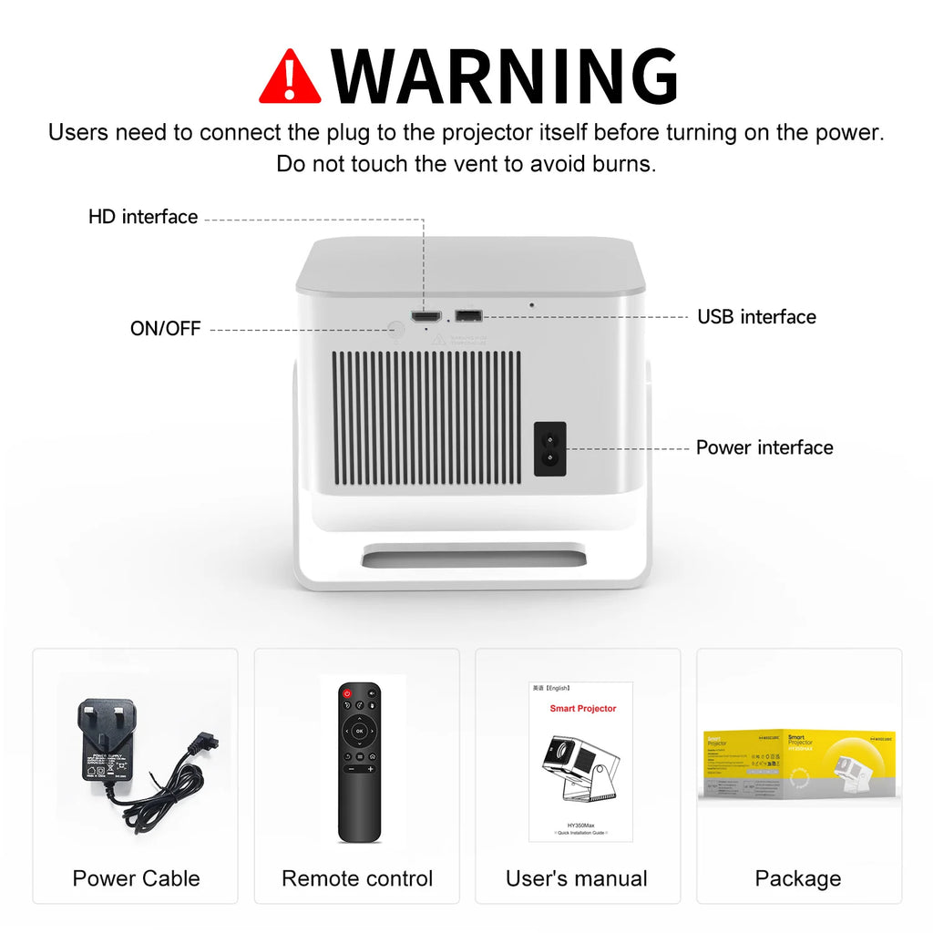 Portable HY350MAX MAGCUBIC Auto Focus Smart Projector 1080P 8K Support Android14 WiFi6 BT5.4 2+16G Portable Video Home Theater