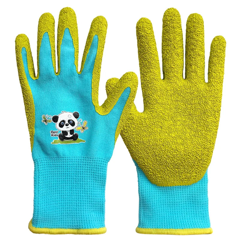 Kids/Toddler /Junior Garden Safety Rubber Coated Gloves, DIY, Age from Year 3 to Year 12, Palm Natural Latex Coated