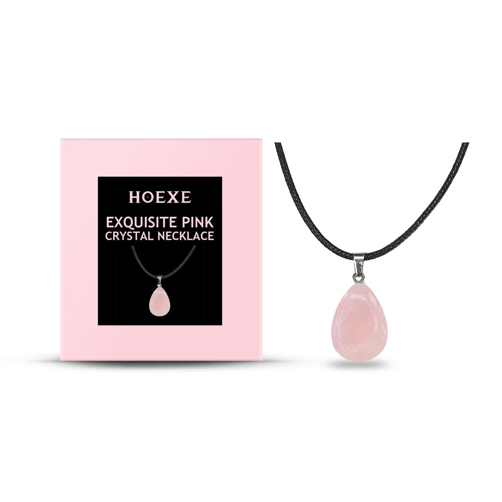 Hoexe Exquisite Powder Crystal Necklace Light Luxury Ins Simple Style Everyday Clavicle Chain with Gentle Temperament