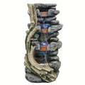 Large Resin Stacked Stone Fountain-LED Lights, Multi-Color Pond Accents