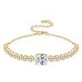 Free Shipping Fine Jewelry 925 Silver 14K Gold Plated Oval Cut 8x10mm 3.0ct Moissanite Bolo Bracelet with Bling Stones for Women