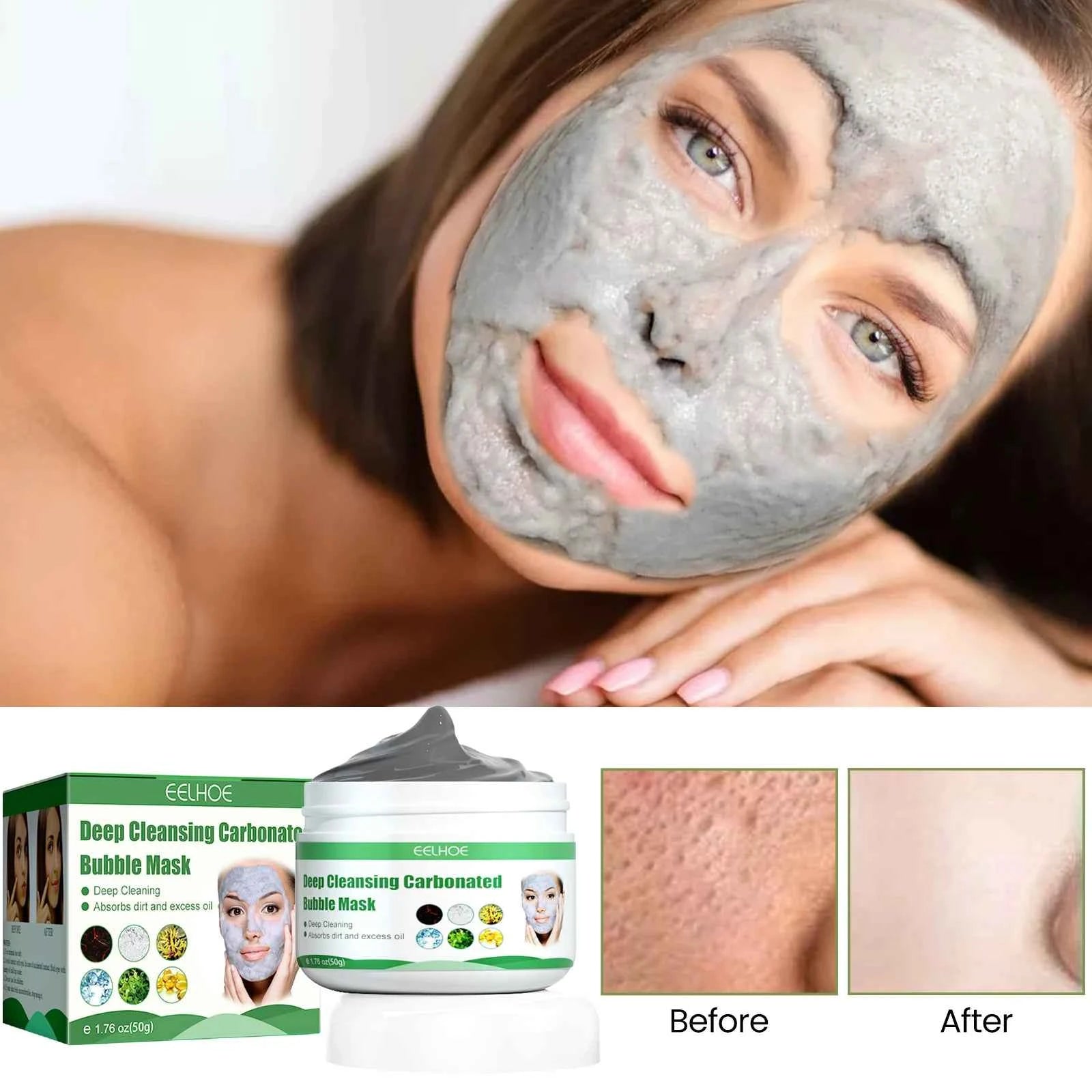 EELHOE Moisturizing Oxygen Cleansing Mud Mask Clean and Apply Bubble Mask for Removing Blackhead and Pimple Facial Masks