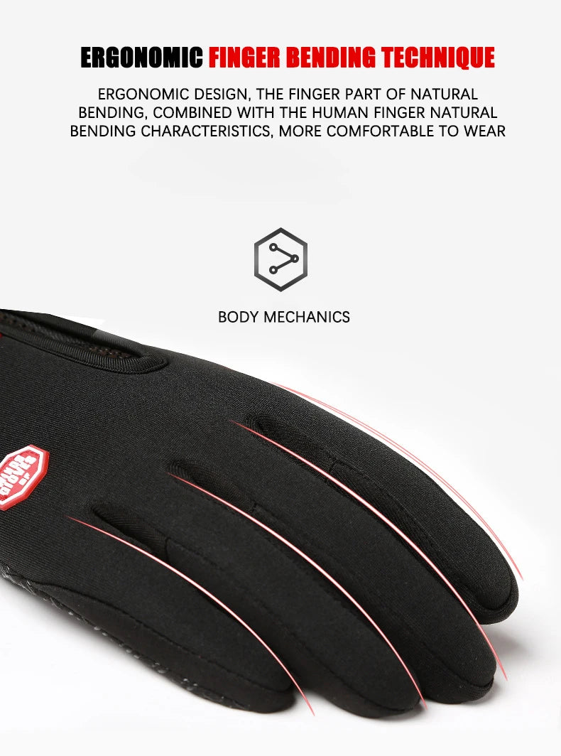 Winter Warm Gloves Men Women Touchscreen Waterproof Cycle Gloves Male Outdoor Sports Plus Velvet Motorcycle Running Ski Glove