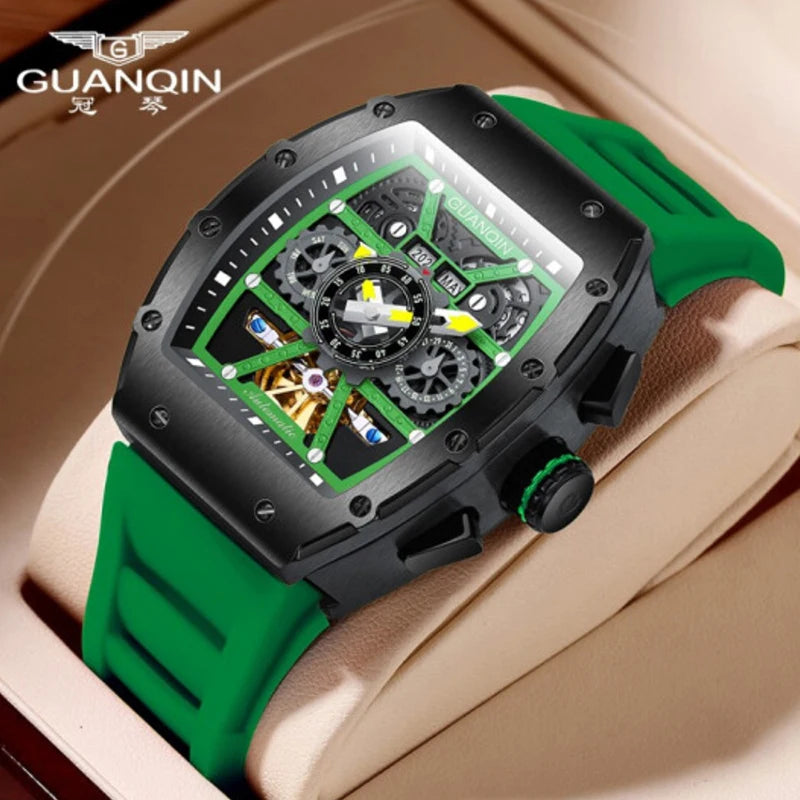 GUANQIN Men`s Watches Top Brand Luxury Automatic Watch Tourbillon Design Waterproof Mechanical Wrist Watch Relogio Masculino