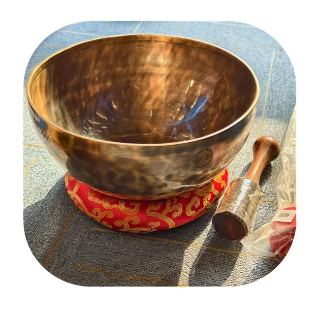 Handmade Spiritual Crafts 30cm Black Copper Tibetan Full Moon Singing Bowls Sets for Yoga Healing Music and Buddhist Pray