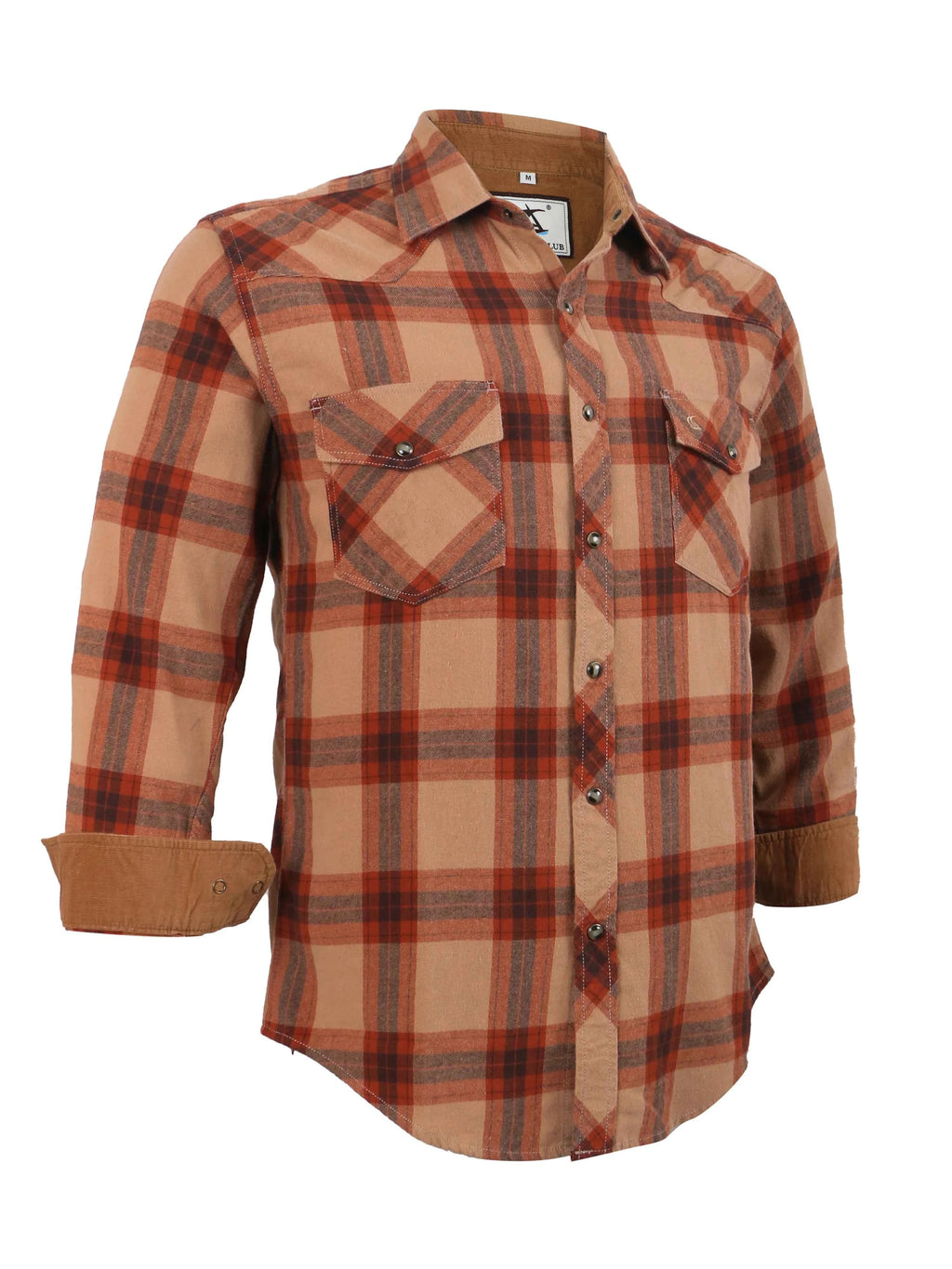 Mens Flannel Pearl Snap Plaid Button up Casual Western Cowboy Long Sleeve Shirts