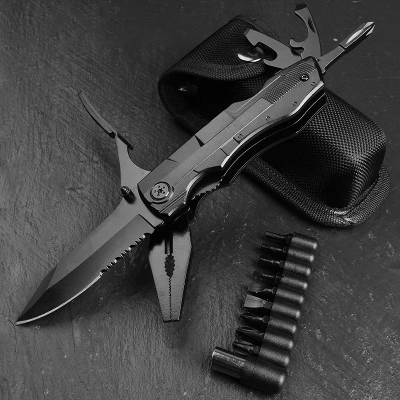 Multi-functional outdoor folding knife, with folding wrench sawtooth channel, etc., survival knife in the wild