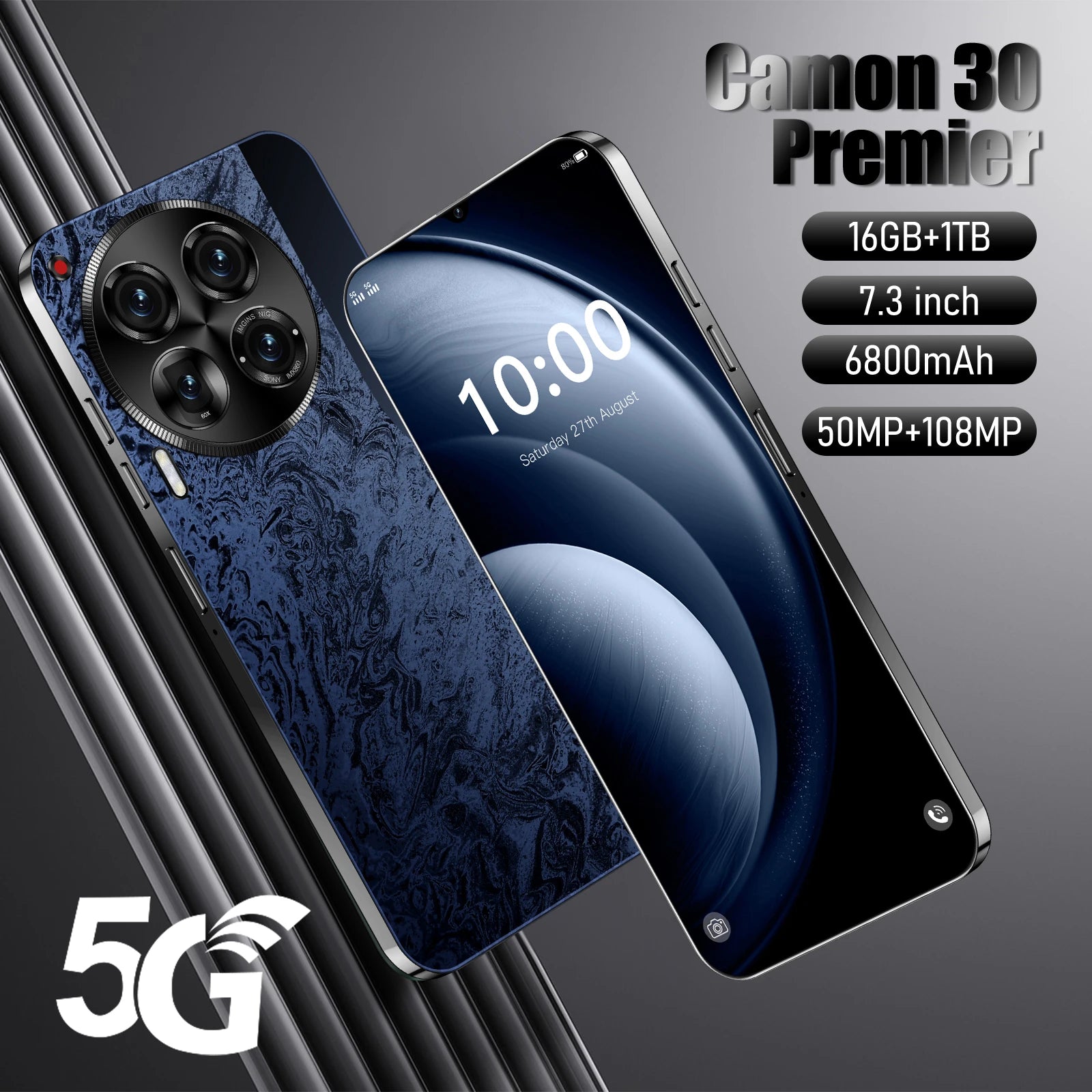 Camon 30 Pro 5G Phone 16GB RAM + 1TB Storage 6.8inch High Def 6800mAh Battery