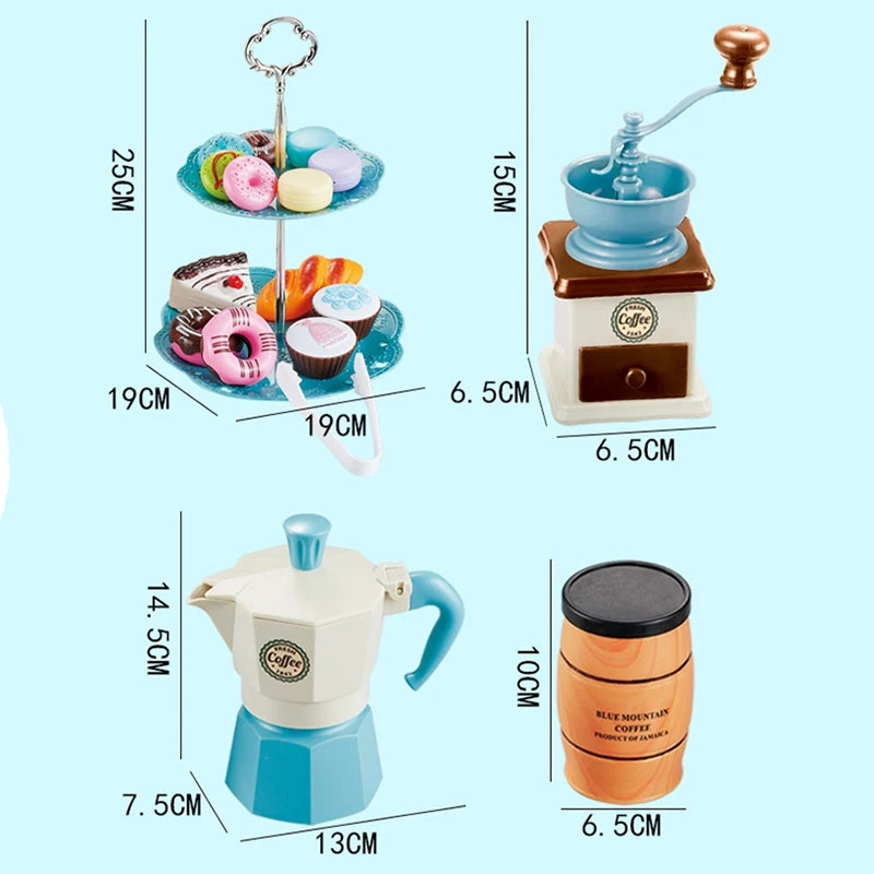 Kids Simulation Afternoon Tea Toys Set DIY Pretend Play Kitchen Toys Food Coffee Machine Dessert Play House Toys For Girls Kids