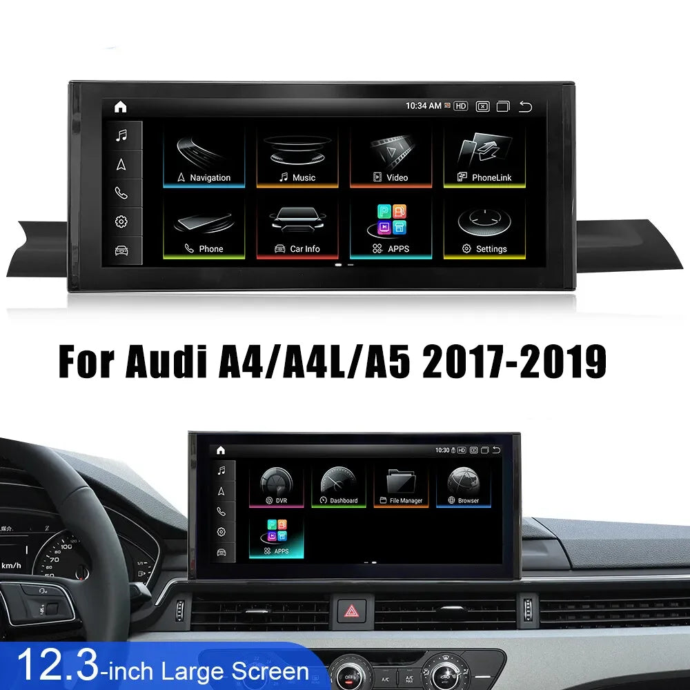 12.3inch 8core 4g+64g Android13 Multimedia System Car Video Radio Gps Navigation For Audi A4 A4L B9 2017-2019 WIFI CARPIAY