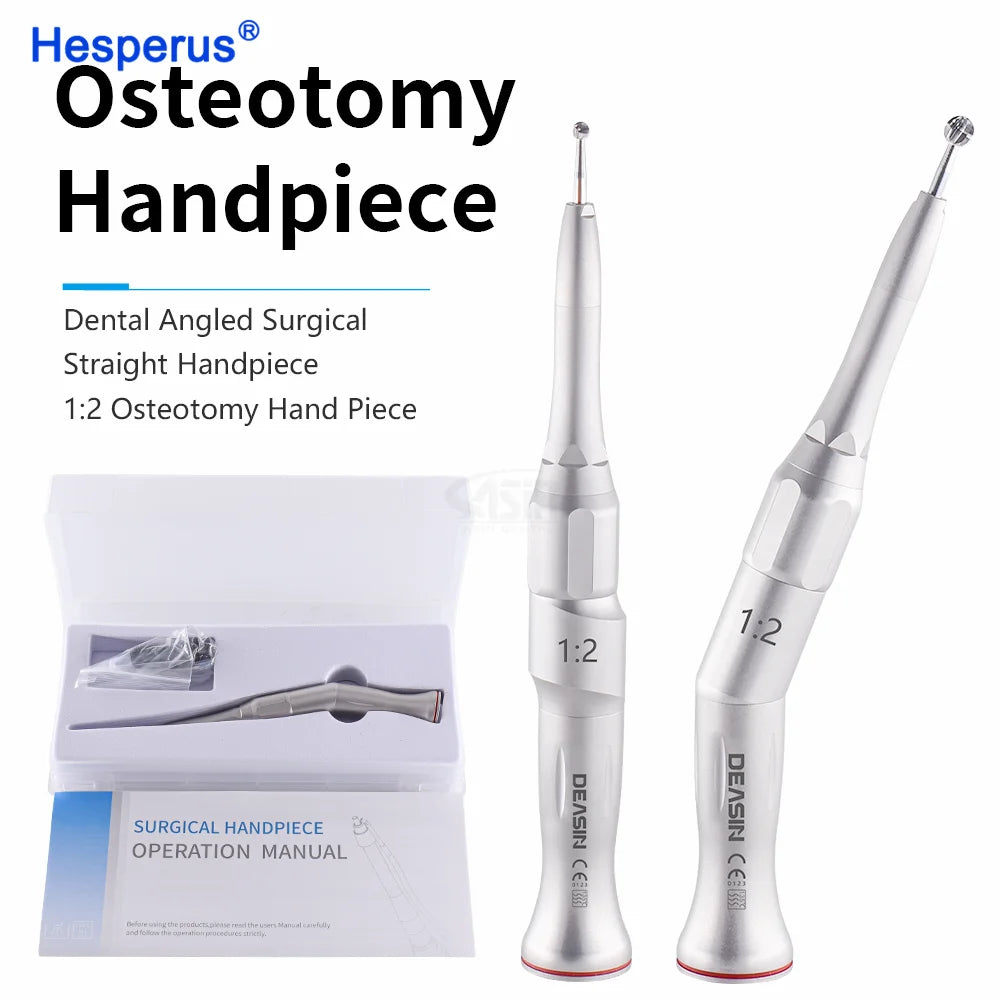 HESPERUS Dental 1:2 Osteotomy Handpiece Micro Contra Angle Surgical Straight Handpiece with Turbine Power Source