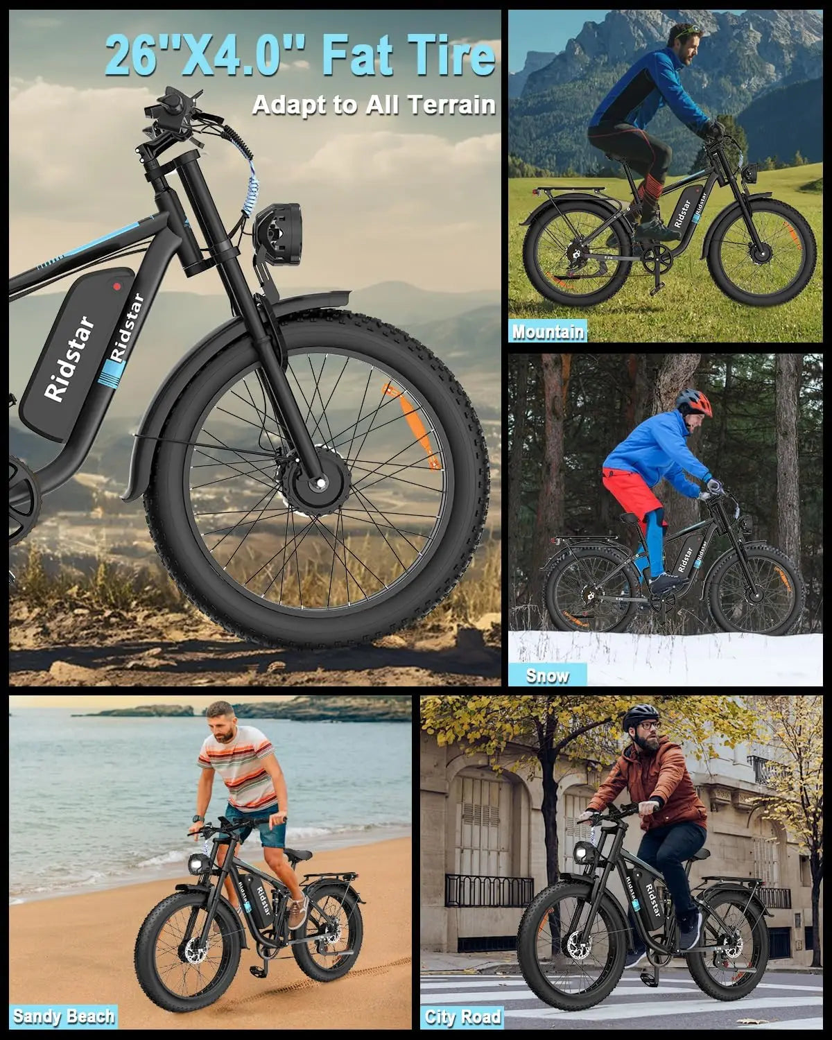 US Free Shipping YVY 26 Inch E Bike 48V 23Ah Fat Tire Dual Motor Electric Dirt Mountain Bike Electric Moped Bicycle for Adults