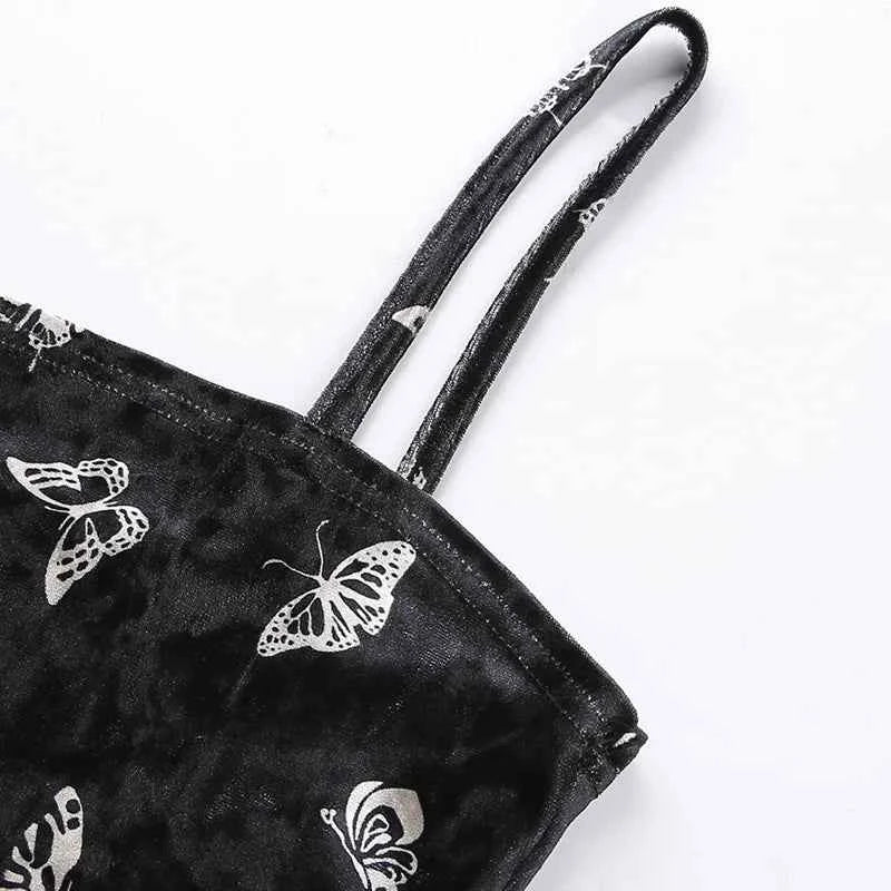 Harajuku Black Dress Women Gothic Spaghetti Strap Backless Off Shoulder Dresses Female Fashion Casual Print Sexy Dress