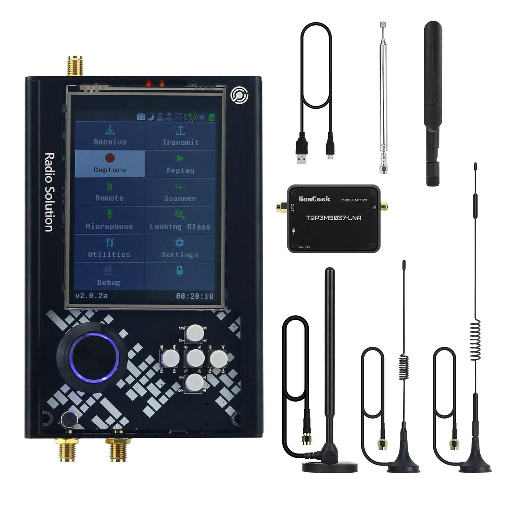 HamGeek 1MHz-6GHz HackRF One R10 V2.0.x + Portapack H2M with Metal Shell + 5 Antennas + USB Cable + LNA