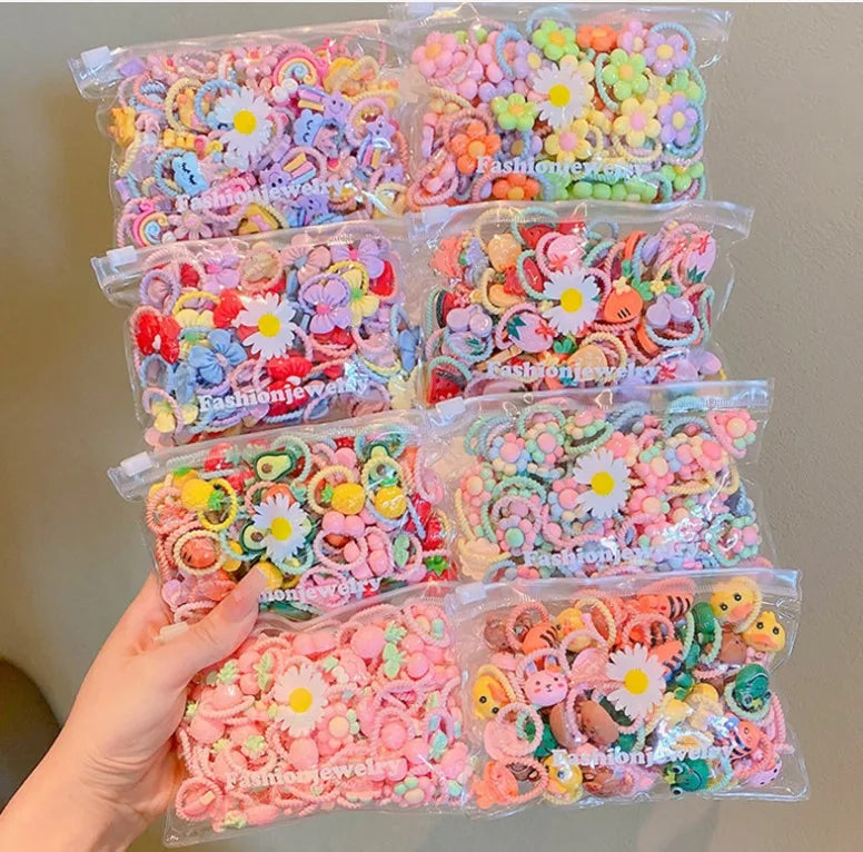 New 2024 Children Cute Candy Color Small Mini Thumb Hair Ties Set Lovely Rubber Hair Bands Girls Hair Accessories for Kids