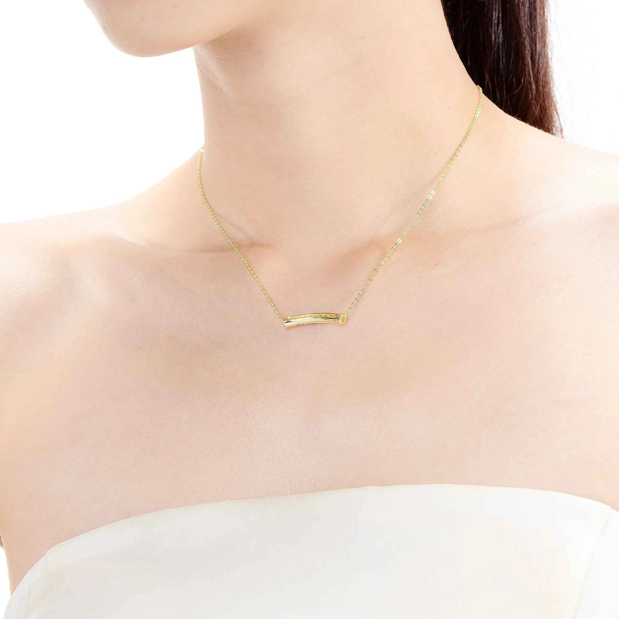 TD Collette Z Gold Overlay Cubic Zirconia Curve Line Fashion Pendant Necklace