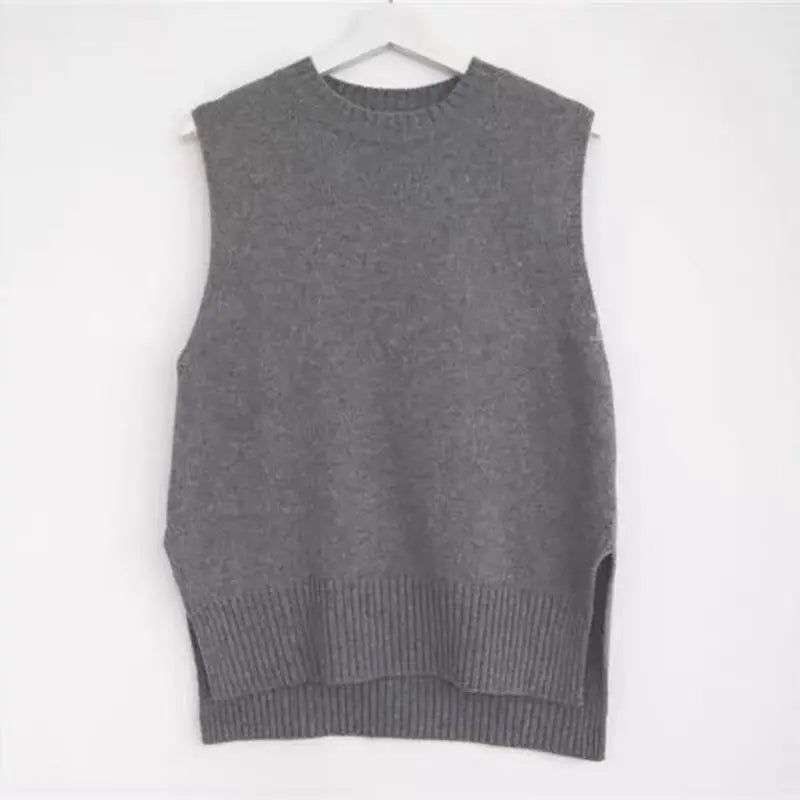 Women Oversized Loose Vest Female Knitted Sweater Women Jumper Ladies O-Neck Pullovers Waistcoat Pull Femme Female Outerwear