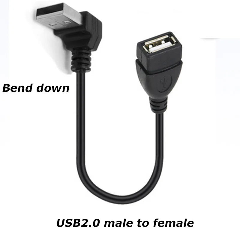 0.3M 90 Degree USB 3.0/2.0  Male to Female Adapter Cable Angle Extension Extender 5Gbps Fast Transmission Left/Right/Up/Down