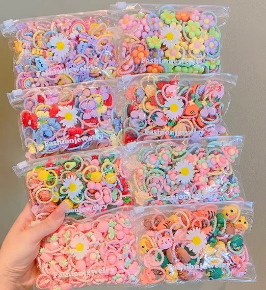 New 2024 Children Cute Candy Color Small Mini Thumb Hair Ties Set Lovely Rubber Hair Bands Girls Hair Accessories for Kids