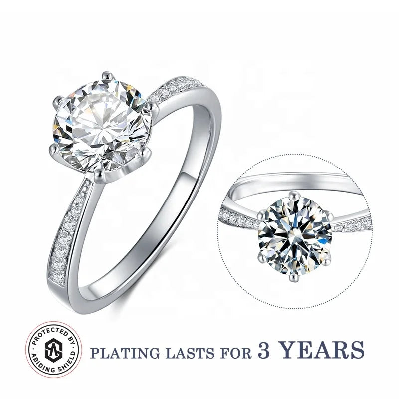 Abiding Jewelry 925 Sterling Silver Customized Jewellery Moissanite Diamond Jewelry 2CT Moissanite Ring