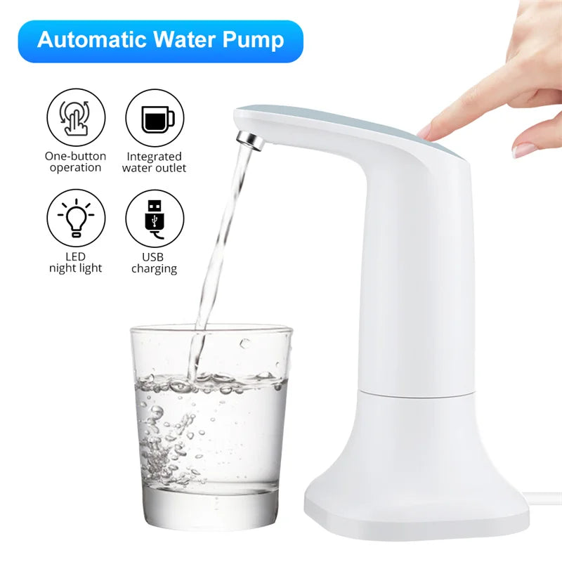 New Electric Smart Water Bottle Dispenser Portable Automatic Drinking Water Pump with Base LED Night Light Device