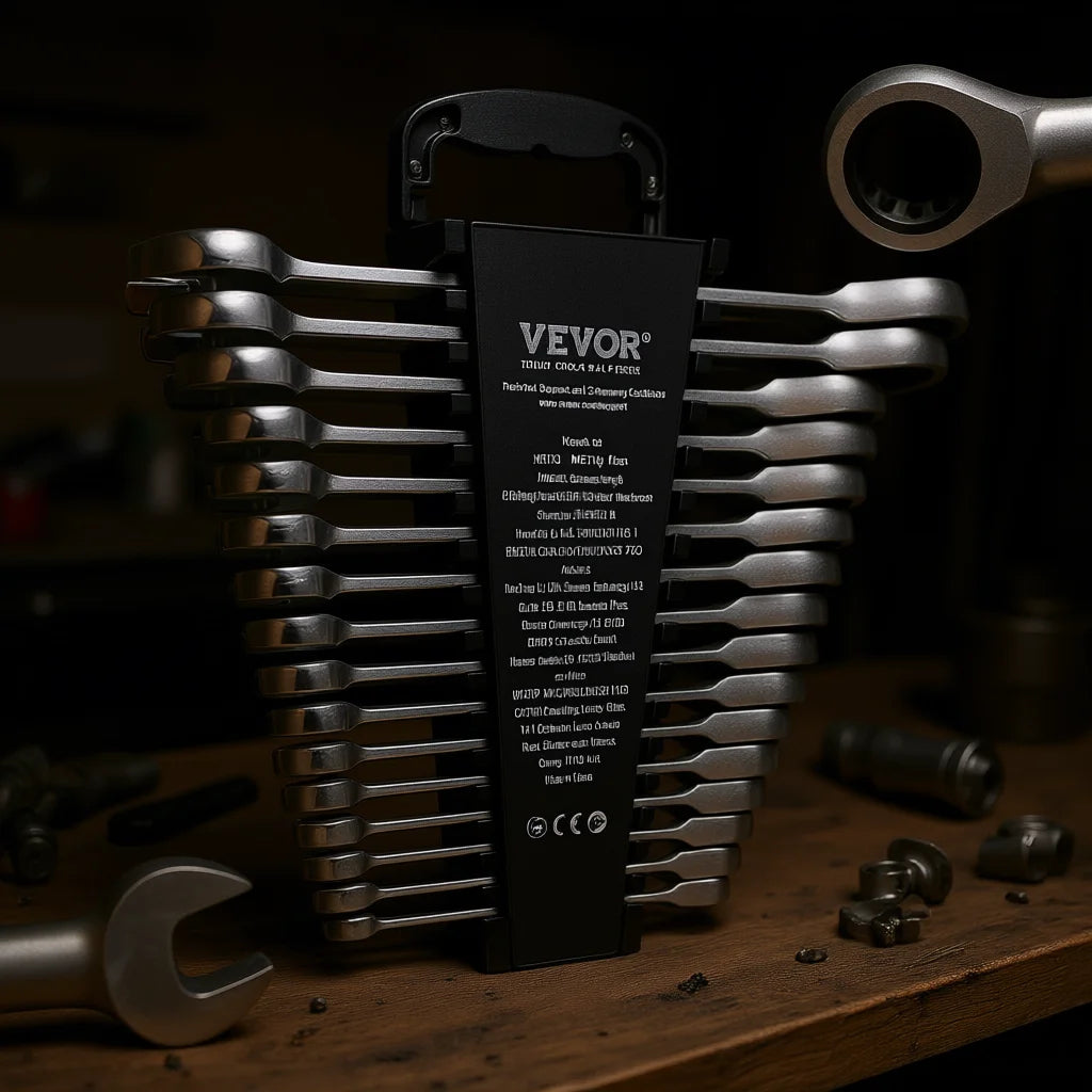16 Piece Metric Combination Wrench Set 8 Mm to 24 Mm Chrome Finish Carbon Steel Industrial Grade