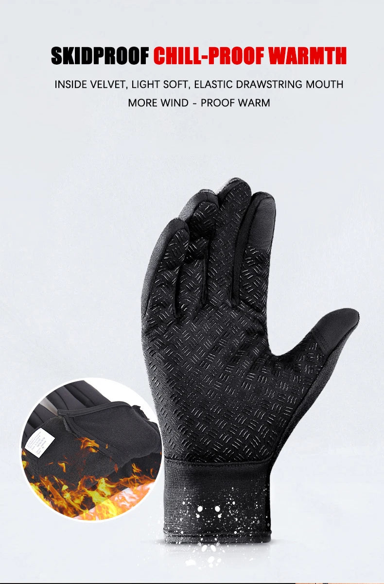 Winter Warm Gloves Men Women Touchscreen Waterproof Cycle Gloves Male Outdoor Sports Plus Velvet Motorcycle Running Ski Glove