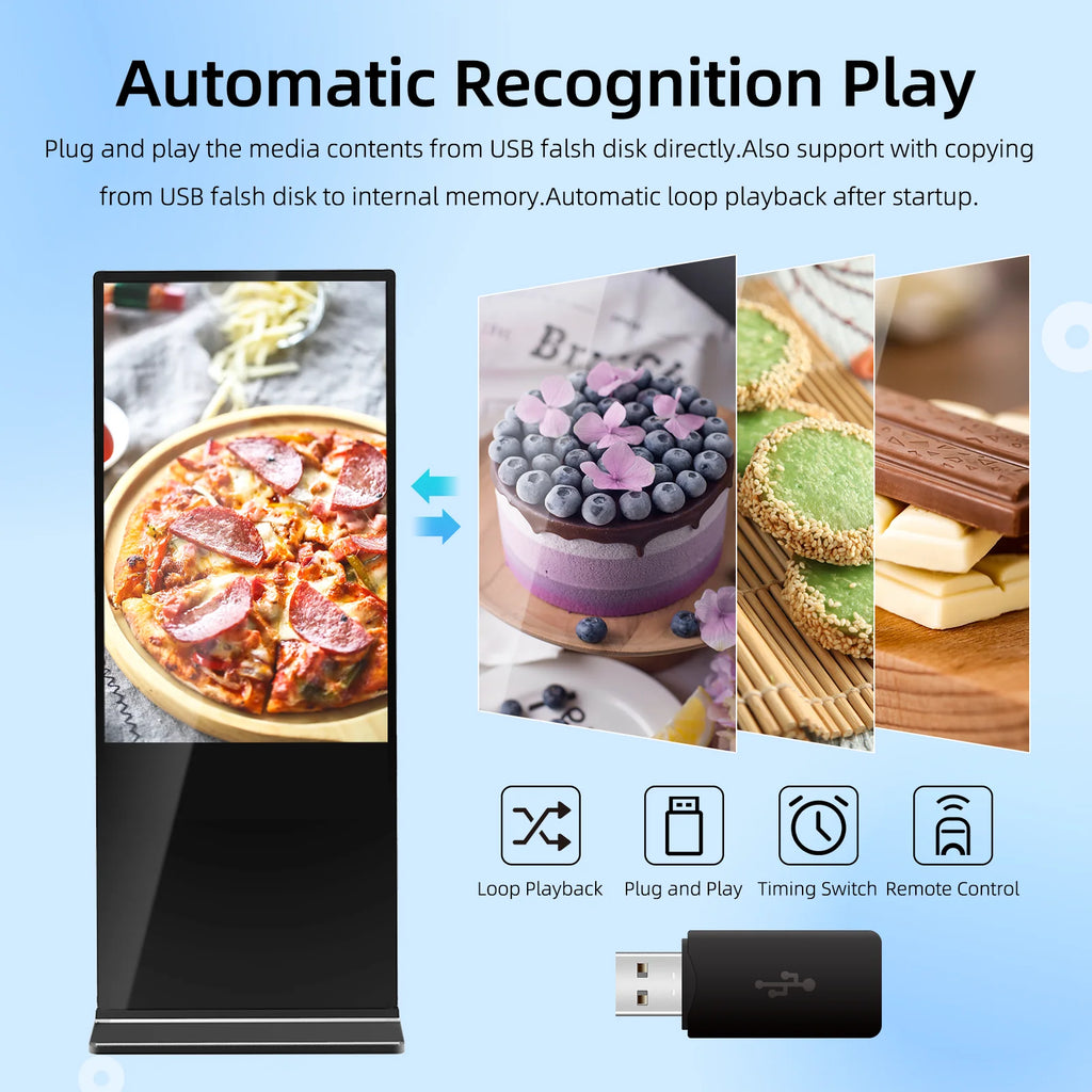 MWE Free Shipping US Warehouse DDP Price 43 55"Touch Screen 2K Indoor Floor Standing Totem LCD Advertising Digital Signage Kiosk