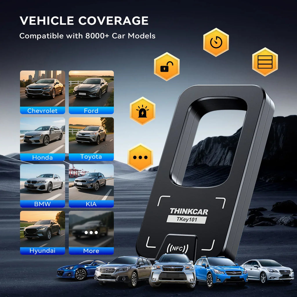 THINKCAR TKEY 101 Universal Car Key Programmer Tool Tkey101 with Super Chip 6 Unit Remote Keys Support 8000+ Car Anti-theft